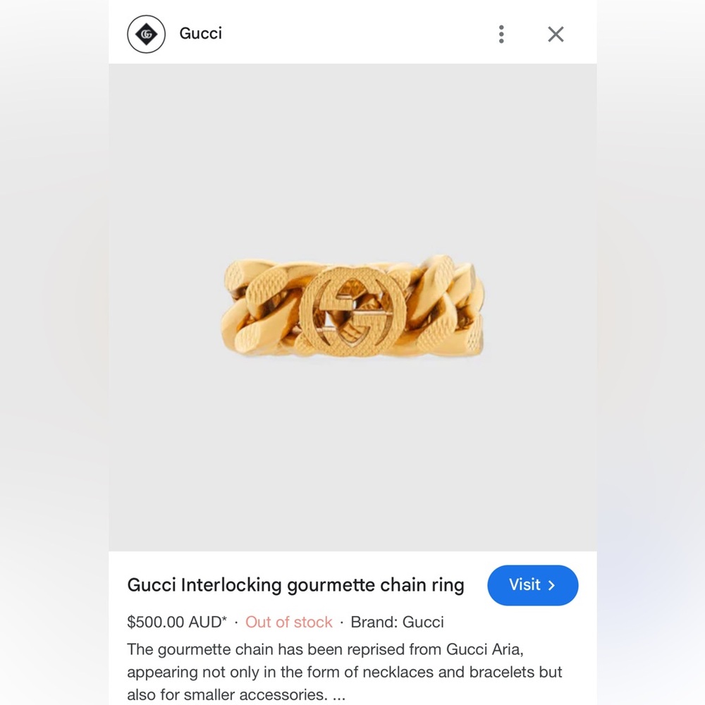 Gucci NWT Gold Interlocking Ring - Picture 5 of 5